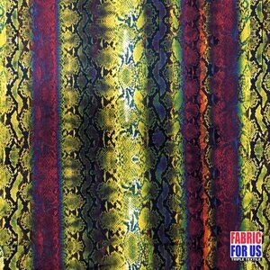Python Snake Skin Purple & Green Poly-Spandex Stretch Fabric 58/60" Wide By The